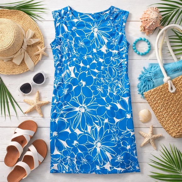 George Dresses & Skirts - George Blue Floral Sleeveless Shift Dress XL (16–18)